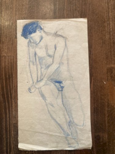 Dessin Atelier 1910 Alfred Leymarie Art Deco Nu Homme Crayon Papier Erotisme XXe