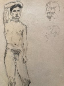 Dessin Atelier Alfred Leymarie Art Deco Nu Homme Crayon Papier Erotisme 1910