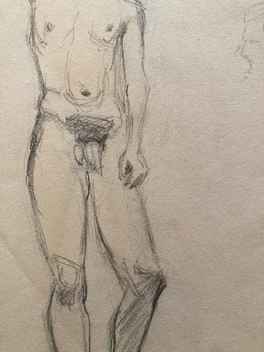 Dessin Atelier Alfred Leymarie Art Deco Nu Homme Crayon Papier Erotisme 1910