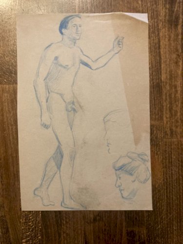 Dessin Atelier Alfred Leymarie étude Crayon Papier classique 1910 Art Déco homme