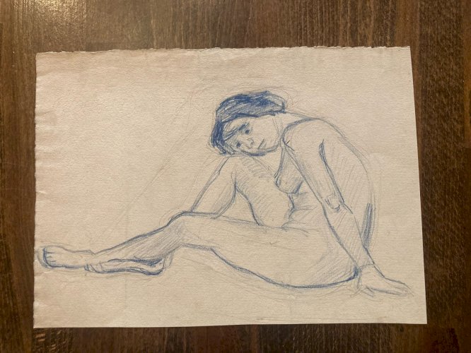 Dessin Atelier Alfred Leymarie étude Femme Crayon Ancien classique 1910 Art Déco