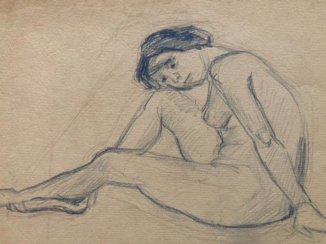 Dessin Atelier Alfred Leymarie étude Femme Crayon Ancien classique 1910 Art Déco