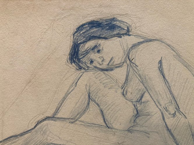 Dessin Atelier Alfred Leymarie étude Femme Crayon Ancien classique 1910 Art Déco