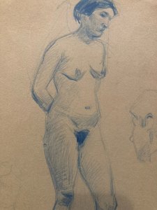 Dessin Atelier Alfred Leymarie étude Femme Crayon Papier classique 1910 Art Déco
