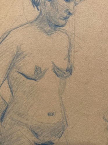 Dessin Atelier Alfred Leymarie étude Femme Crayon Papier classique 1910 Art Déco