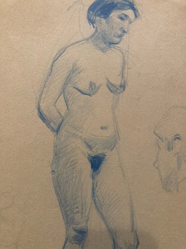 Dessin Atelier Alfred Leymarie étude Femme Crayon Papier classique 1910 Art Déco