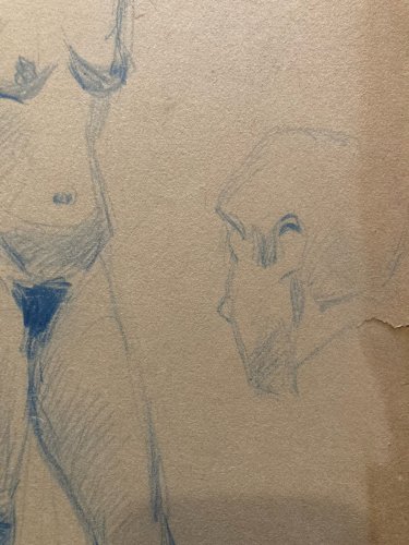 Dessin Atelier Alfred Leymarie étude Femme Crayon Papier classique 1910 Art Déco