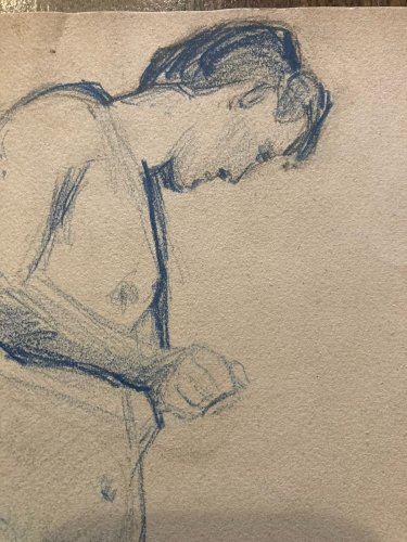 Dessin Atelier Alfred Leymarie étude Homme Crayon Papier classique 1910 Art Déco