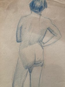 Dessin Atelier Alfred Leymarie Femme Crayon Papier étude classique 1910 Art Déco