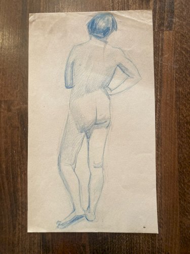 Dessin Atelier Alfred Leymarie Femme Crayon Papier étude classique 1910 Art Déco