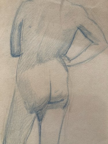 Dessin Atelier Alfred Leymarie Femme Crayon Papier étude classique 1910 Art Déco