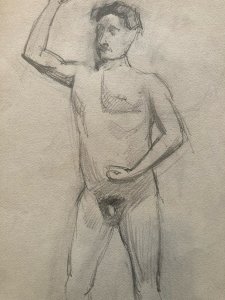 Dessin Atelier Alfred Leymarie Nu Homme Crayon Papier Erotisme 1910 Art Déco
