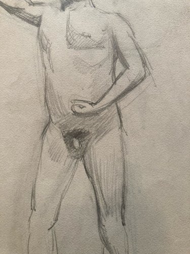 Dessin Atelier Alfred Leymarie Nu Homme Crayon Papier Erotisme 1910 Art Déco