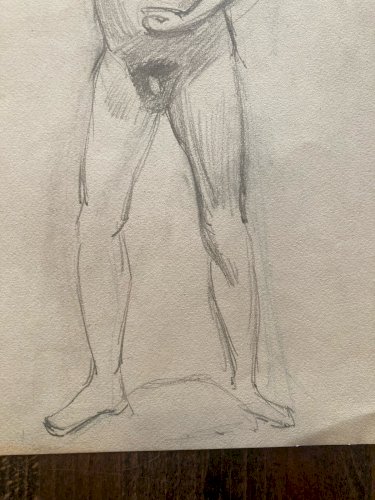 Dessin Atelier Alfred Leymarie Nu Homme Crayon Papier Erotisme 1910 Art Déco