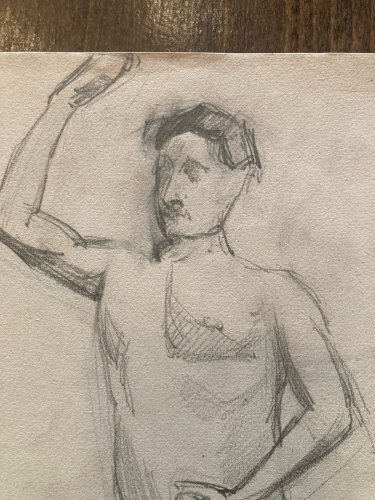 Dessin Atelier Alfred Leymarie Nu Homme Crayon Papier Erotisme 1910 Art Déco