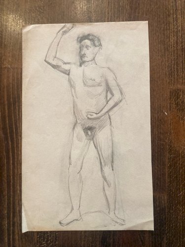 Dessin Atelier Alfred Leymarie Nu Homme Crayon Papier Erotisme 1910 Art Déco