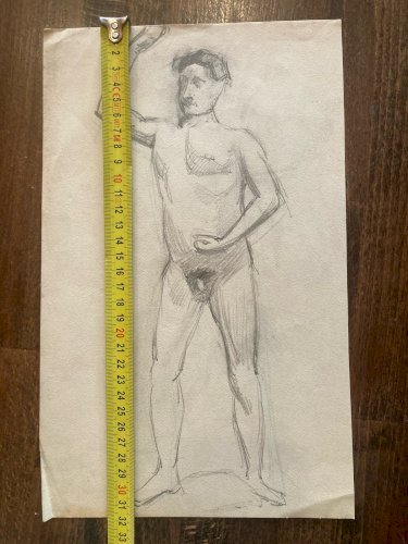 Dessin Atelier Alfred Leymarie Nu Homme Crayon Papier Erotisme 1910 Art Déco