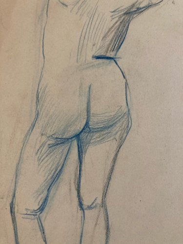 Dessin Atelier Ancien Nu Crayon Sur Papier Femme Nue Erotique 1920 Art Déco