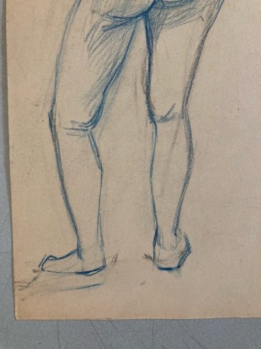 Dessin Atelier Ancien Nu Crayon Sur Papier Femme Nue Erotique 1920 Art Déco