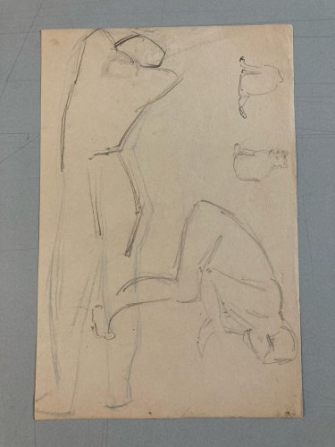 Dessin Atelier Ancien Nu Crayon Sur Papier Femme Nue Erotique 1920 Art Déco
