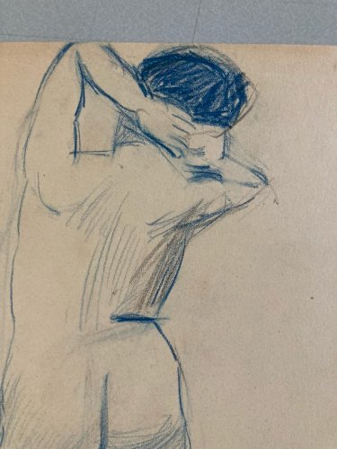 Dessin Atelier Ancien Nu Crayon Sur Papier Femme Nue Erotique 1920 Art Déco