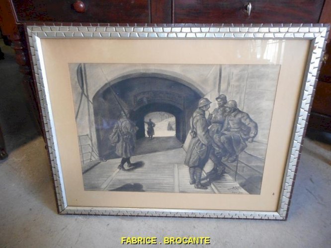 DESSIN AU CRAYON DE MILITAIRES MARCELLE REMLINGER 1 SEPT 1916 D'APRES JONAS