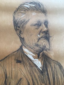 Dessin Autoportrait Fusain Paul Chabas portrait Fin XIX Début XXe