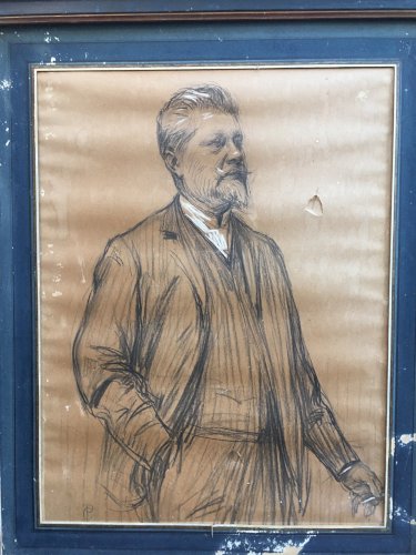 Dessin Autoportrait Fusain Paul Chabas portrait Fin XIX Début XXe