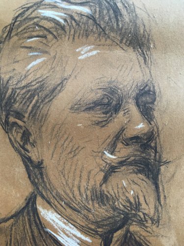 Dessin Autoportrait Fusain Paul Chabas portrait Fin XIX Début XXe
