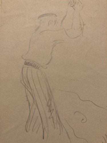 Dessin Bûcheron Jean DORVILLE Bucheron Art Crayon 1950 homme portrait Portrait