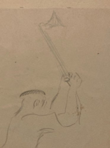 Dessin Bûcheron Jean DORVILLE Bucheron Art Crayon 1950 homme portrait Portrait