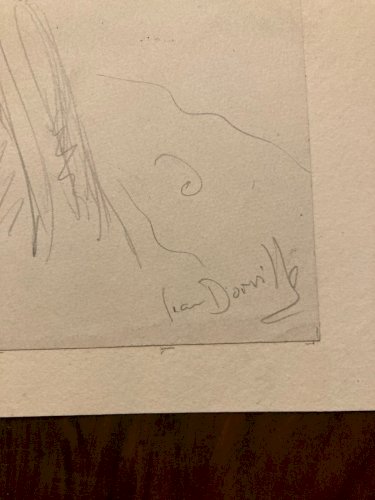 Dessin Bûcheron Jean DORVILLE Bucheron Art Crayon 1950 homme portrait Portrait