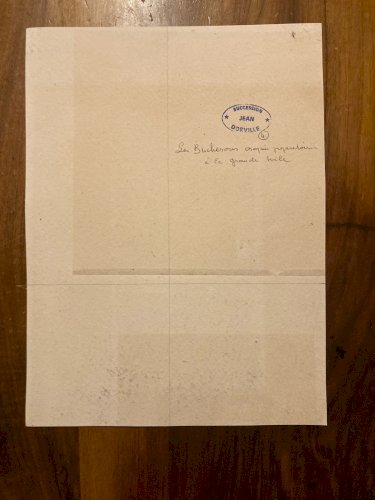 Dessin Bûcheron Jean DORVILLE Bucheron Art Crayon 1950 homme portrait Portrait