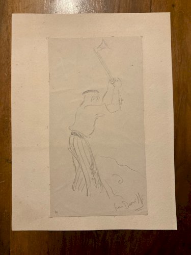 Dessin Bûcheron Jean DORVILLE Bucheron Art Crayon 1950 homme portrait Portrait