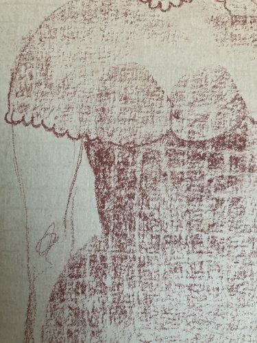 Dessin Contemporain Portrait Papier  À Identifier Femme Crayon Craie Grasse Art