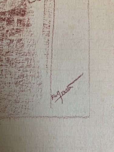 Dessin Contemporain Portrait Papier  À Identifier Femme Crayon Craie Grasse Art