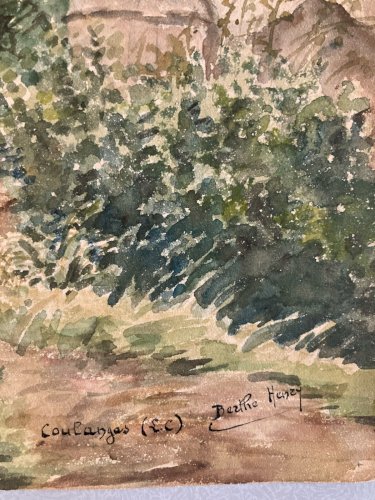 Dessin Coulanges 1930 Peinture Papier Aquarelle Paysage A Identifier Ancre