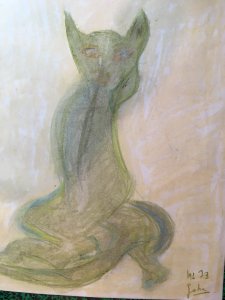 Dessin  Craie Grasse Art Brut Outsider 1973 Surréaliste Goha