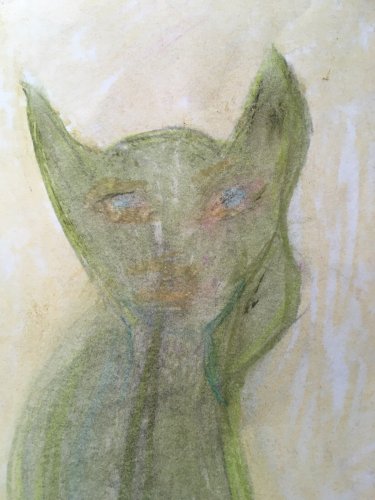 Dessin  Craie Grasse Art Brut Outsider 1973 Surréaliste Goha