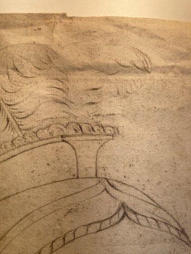 Dessin Crayon 1850 Portrait Femme Romain Rome XIXe Casque Italie Art