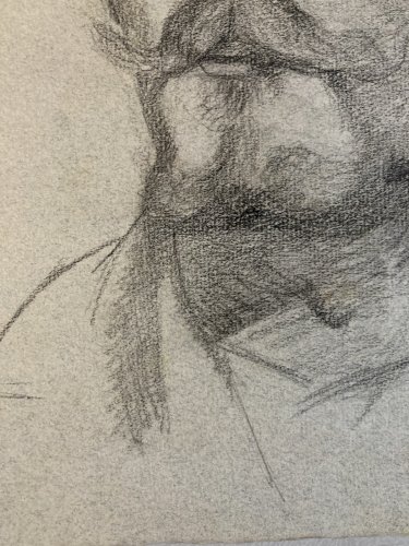 Dessin Crayon 1890 Portrait Homme Moustache XIXe A Identifier Sanguine Art