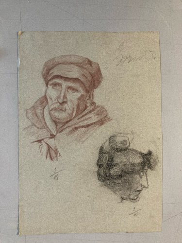 Dessin Crayon 1890 Portrait Homme Moustache XIXe A Identifier Sanguine Art