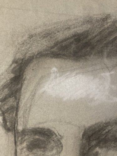 Dessin Crayon 1890 Portrait Tête Buste Moustache XIXe A Identifier Art