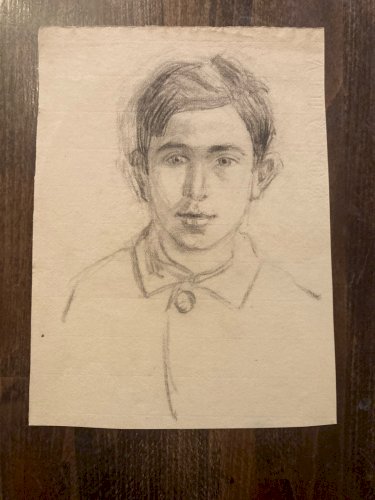 Dessin Crayon 1920 Portrait Homme Post Cubiste Cubisme Ancien A Identifier Art