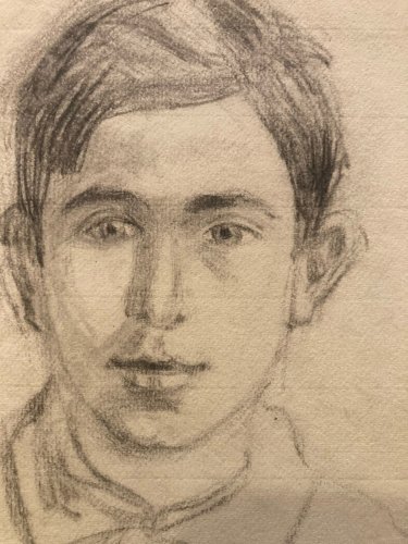 Dessin Crayon 1920 Portrait Homme Post Cubiste Cubisme Ancien A Identifier Art