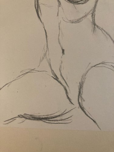 Dessin Crayon 1960 Femme Nue Nu Erotique A Identifier Atelier Ancien Art