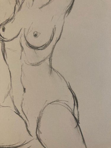 Dessin Crayon 1960 Femme Nue Nu Erotique A Identifier Atelier Ancien Art