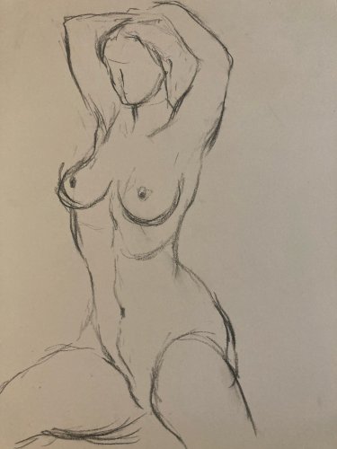 Dessin Crayon 1960 Femme Nue Nu Erotique A Identifier Atelier Ancien Art