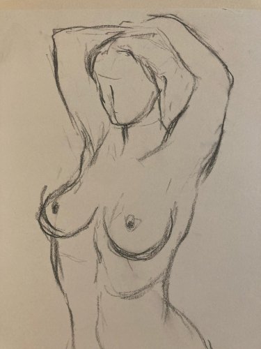 Dessin Crayon 1960 Femme Nue Nu Erotique A Identifier Atelier Ancien Art