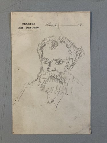 Dessin Crayon Antonin Proust Portrait Tête Buste XIXe Barbe Ancien Art